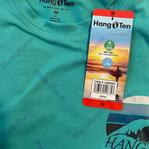 Men's Crew Neck Shirt, Hang Ten, M, Green, NWT - Picture 5 of 5